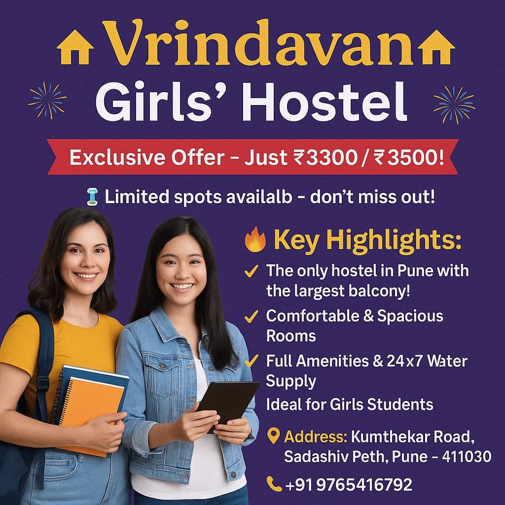 🏡 Vrindavan Girls’ Hostel – Sadashiv Peth, Pune 🏡